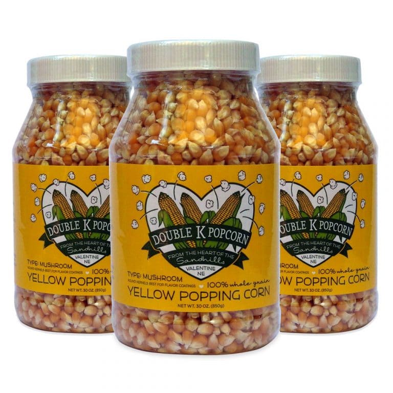 Yellow Mushroom Popcorn - 3 Jars - FREE SHIPPING - Double K Popcorn